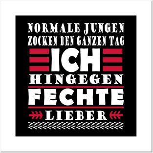 Fechten Männer Sport Degen Duell Spruch Posters and Art